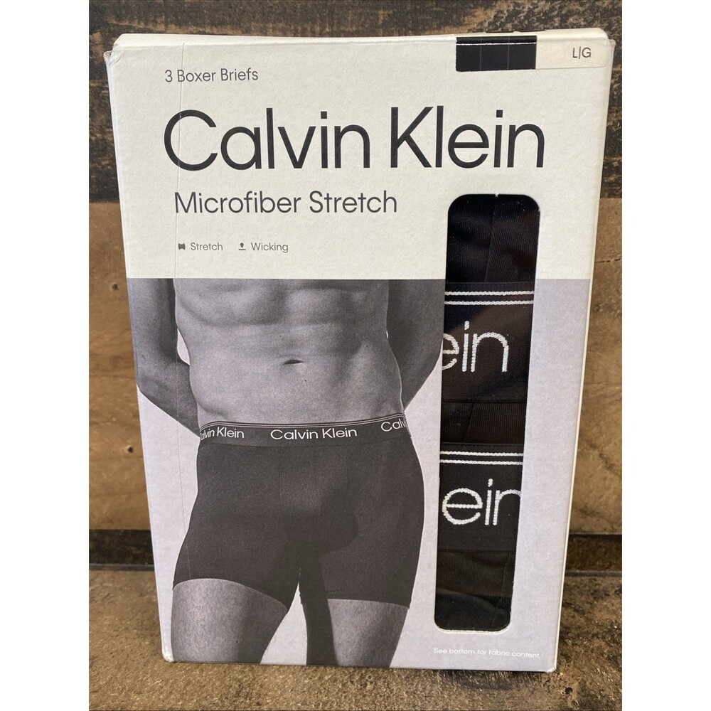 Calvin Klein Microfiber Stretch Boxer Brief 3 Pack Black Size L 36-38 New Open